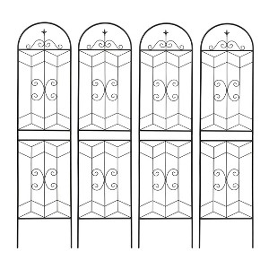 Lirago Black 4 pieces Weatherproof Multi-functional Outdoor Screen-Laser-Cut Galvanized Steel Panel86.61"Hx19.68"Wx0.51"D - 1 of 4