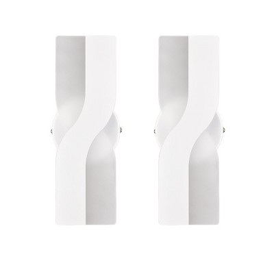 Claxy Led Wall Sconces Set of Two White Wall Light Modern Bathroom Vanity Light 4000k