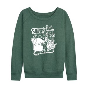 Women's - Squishmallows - Concert Lightweight French Terry Wide Neck Long Sleeve Shirt - 1 of 4