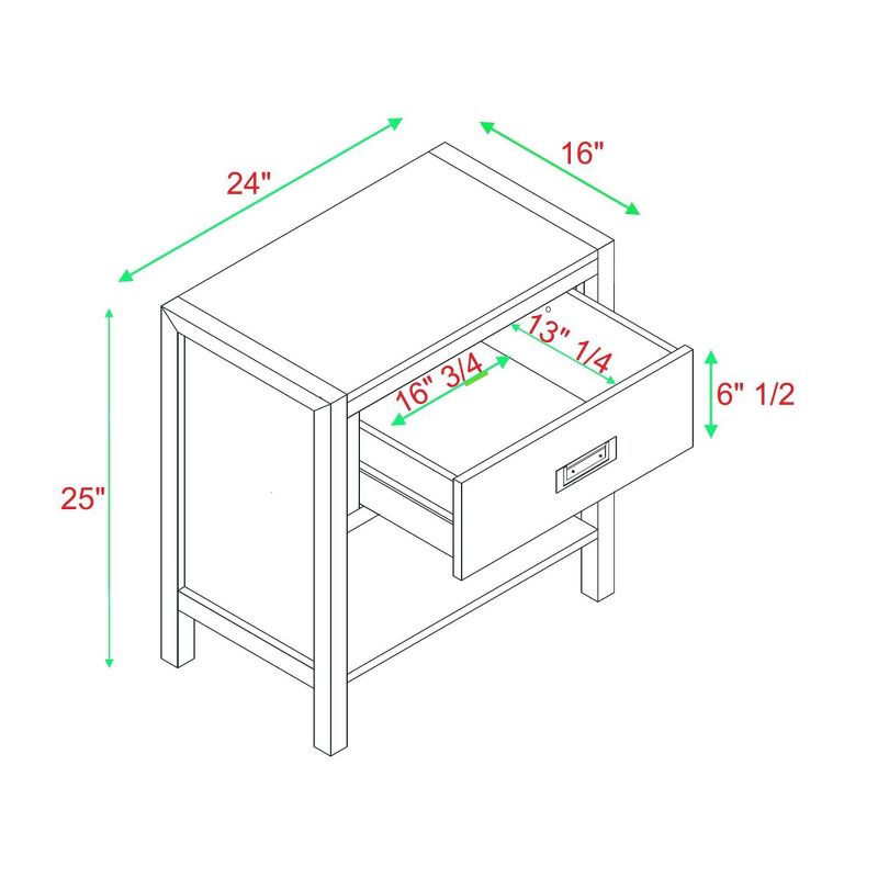 Single Drawer Classic Bedside Table Nightstand - Saracina Home, 4 of 13