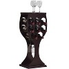 Kings Brand Furniture - Goblet Shaped Freestanding Wine Rack, Mini Bar Table Wine Holder Stand Liquor Cabinet with Glass Holder, Dark Cherry - 2 of 4