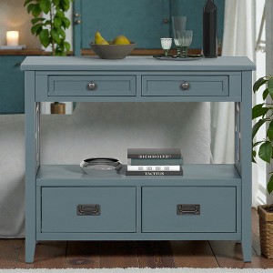 Mshliw 36 Inch Farmhouse Pine Wood Console Table with 4 Drawers and Storage Shelf Entryway Sofa Table for Living Room Bedroom Hallway Kitchen - 1 of 4