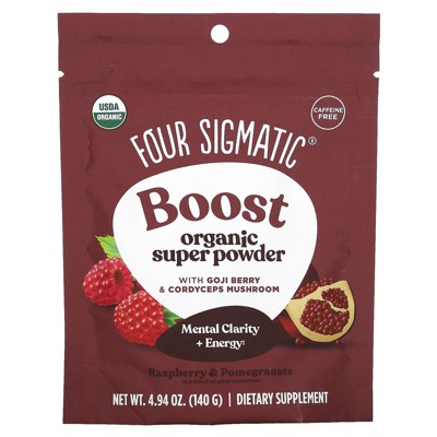 Four Sigmatic Boost, Organic Super Powder, Caffeine Free, Raspberry & Pomegranate, 4.94 oz (140 g)