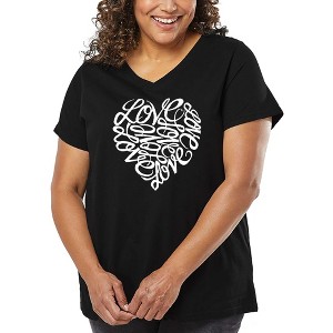 LA Pop Art Cursive Heart - Women's Word Art V-Neck - 1 of 4