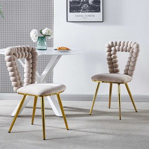 LOVMOR Modern chair with iron tube legs, soft cushions and comfortable backrest, suitable for dining room, living room, cafe,hairball back - 1 of 4