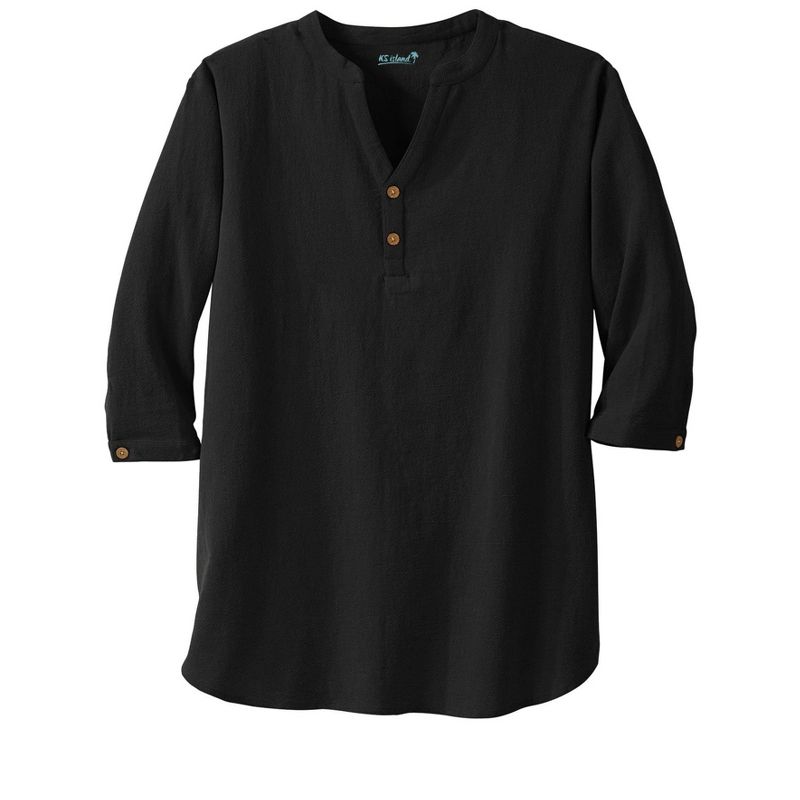 KingSize Men's Big & Tall Gauze Mandarin Collar Shirt, 1 of 3