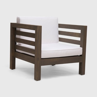 Oana Acacia Wood Club Chair - Gray/White - Christopher Knight Home