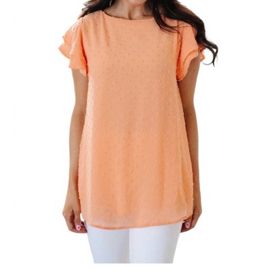 Women's Swiss Dot Ruffle Sleeve Top - Reborn J