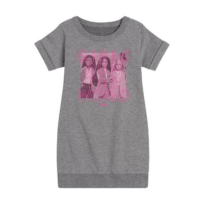 - Barbie - Girls Run The World Graphic Short Sleeve Fleece Dress