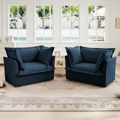 Sectional Modular Sofa Chair Set Of 2,Chenille Fabric Upholstered Living Room Sofa Chairs,Armchairs with removable sofa covers-Coolbibila