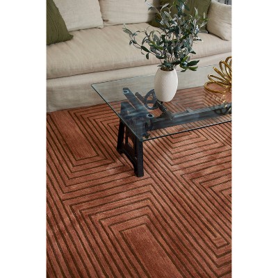 Copper Geometric Hand-Tufted Wool Rectangular Rug 3'6" x 5'6"