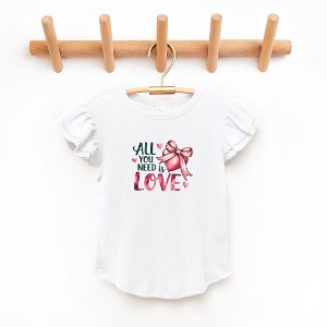 The Juniper Shop All You Need Is Love Coquette Toddler Flutter Sleeve Tee - 1 of 3