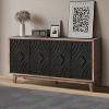 VYNXARIA Mid-Century Sideboard Buffet Cabinet£¬60" Kitchen Storage Solution with Solid Wood Legs,Showcasing Elegant Black Doors and a Rich Brown Frame - 2 of 4