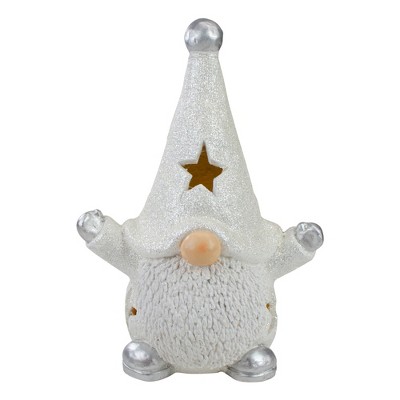 Northlight 17" LED Lighted White and Gray Gnome Christmas Tabletop Decoration