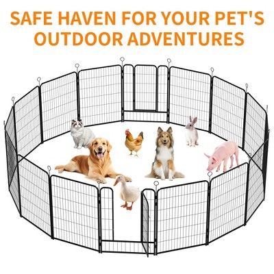 APRILSOUL 16 Panels Heavy Duty Metal Playpen with Self-Locking Gate, Pet Exercise Pen for Outdoor and Indoor, Exercise Pen for Large Dogs