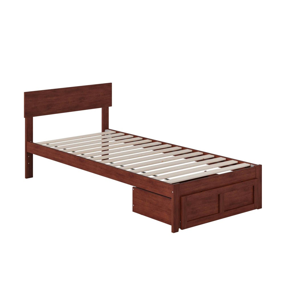 Photos - Bed AFI Twin XL Boston  with Foot Drawer Walnut: Mid-Century Modern, Hardwood Frame, Storage Compartment 