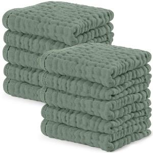 Baby Washcloths Muslin Cotton, Large 10”x10” by Comfy Cubs - 1 of 4