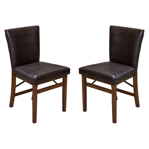 Set Of 2 Lane Bonded Leather Folding, Leather Folding Chairs