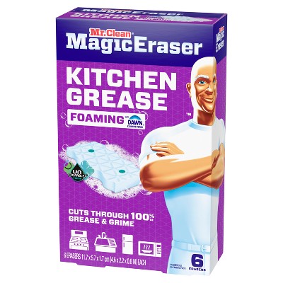 Mr. Clean Scented Magic Eraser Kitchen Grease Foaming Unstopables Multi-Purpose Cleaner - 6ct