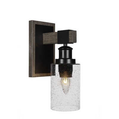 Toltec Lighting Tacoma 1 - Light Sconce in  Black/Painted Wood with 4" Clear Bubble Shade