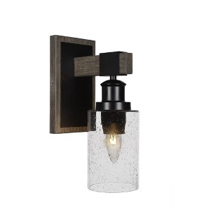 Toltec Lighting Tacoma 1 - Light Sconce in  Black/Painted Wood with 4" Clear Bubble Shade - 1 of 1
