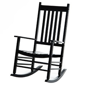 Wooden Outdoor Rocking Chair with Armrests, High Back for Garden, Patio, Balcony, Porch - 1 of 4