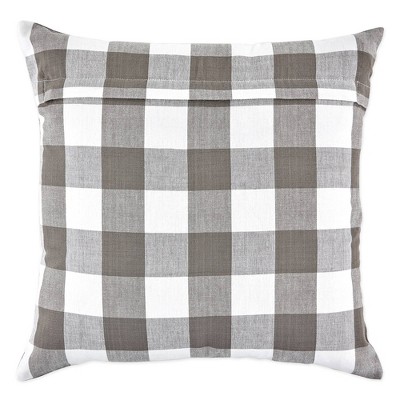 Gray and White Cotton Polyester Euro Gingham Check Pillowcase Set