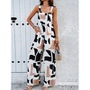 One Piece Jumpsuits with Pockets Women Sleeveless Button Up Dressy Romper Casual Loose Print Outfits - 3 of 4