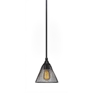 Toltec Lighting Any 1 - Light Pendant in  Matte Black with 7" Matte Black Cone Mesh Metal Shade Shade - 1 of 1