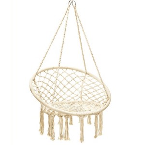 Gulches Hammocks: Nordic Style Hanging Macrame Chair with Handwoven Backrest - 1 of 4