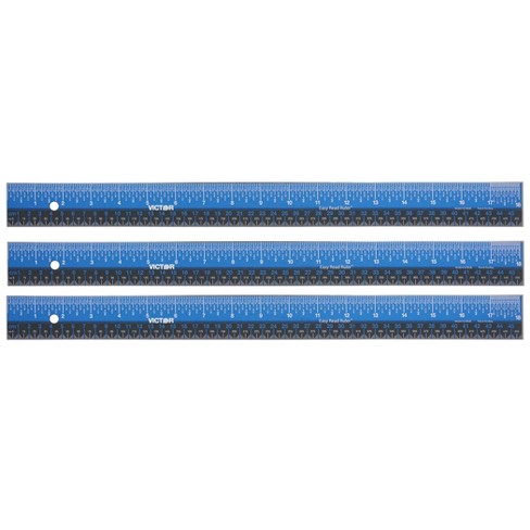 Victor Easy Read Stainless Steel Ruler Standard/Metric 12 Blue