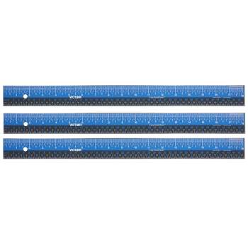 Victor Easy Read™ Ruler, Stainless Steel, Blue/Black, 18", Pack of 3