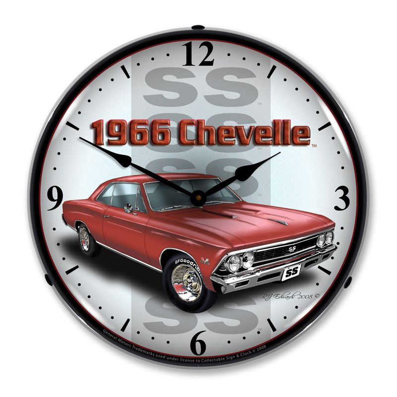 Collectable Sign & Clock | 1966 SS Chevelle LED Wall Clock Retro/Vintage, Lighted, 1 of 6