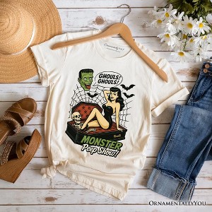 Monster Peep Show Pin-Up T-Shirt, Retro Horror Halloween Tee | OrnamentallyYou - 1 of 4