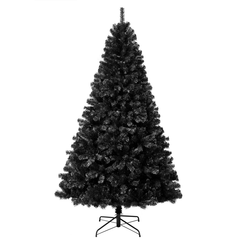National Tree Company First Traditions 7.5' Unlit Black Artificial Christmas Tree with Metal Star Base