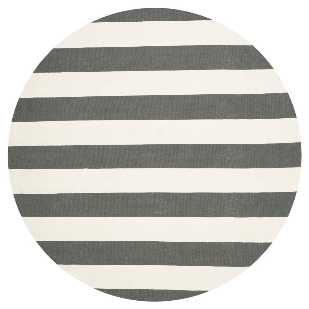 8' Round Mati Flatweave Area Rug Gray/Ivory - Safavieh