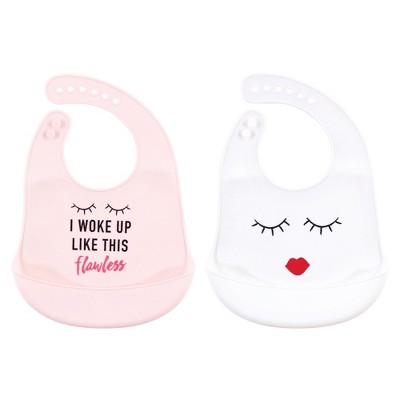 Little Treasure Baby Girl Silicone Bibs 2pk, Flawless, One Size