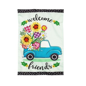Flower Truck Linen Garden Flag - 1 of 2