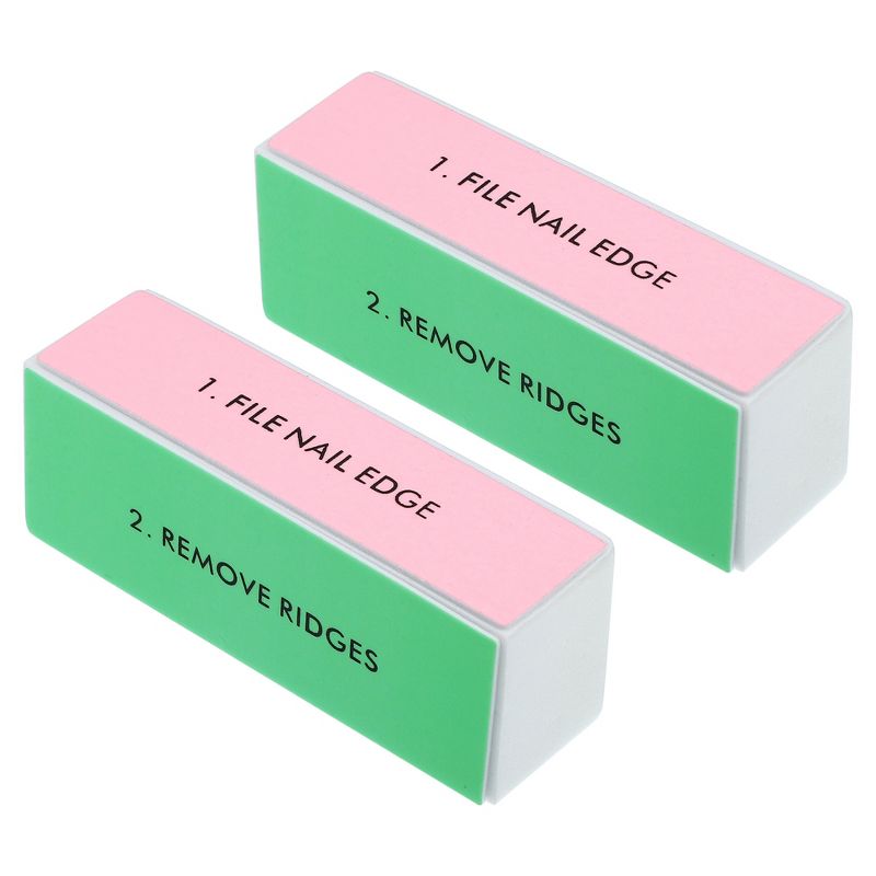 Unique Bargains Stainless Steel Nail Buffer Block Smooth & Shine Block for Nails 4 Color Blue Pink White Green 2 Pcs, 1 of 7