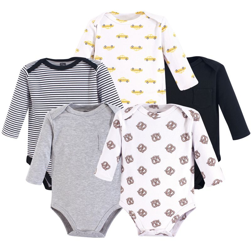 Hudson Baby Infant Boy Cotton Long-Sleeve Bodysuits 5pk, Nyc, 1 of 3