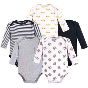 Hudson Baby Infant Boy Cotton Long-Sleeve Bodysuits 5pk, Nyc