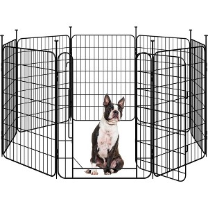 Yaheetech 31.5″ Tall Foldabel Dog Playpen, 8 Panels Puppy Fence with Door for Small Dogs, Iron Exercise Barrier for Outdoor Indoor Use - 1 of 4