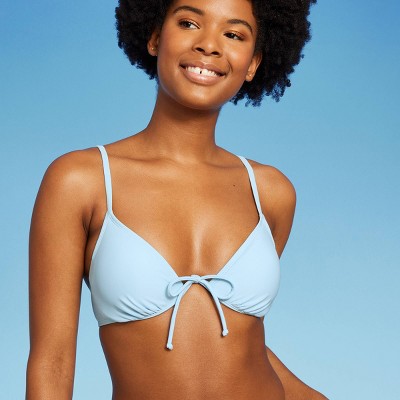 Women's Ruffle Strap Bralette Bikini Top - Wild Fable™ Light Blue D/DD Cup