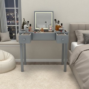 FONTOI 33"W Multifunctional Vanity Desk with Flip-top Mirror 2 Drawers 3 Removable Boxes for Woman Bedroom Dressing Room, Black/Gray - 1 of 4