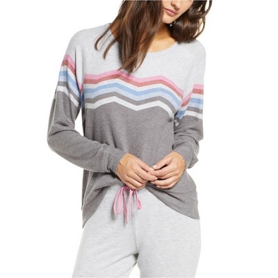 P.J. Salvage Womens Chevron-Striped Pajama Sweater