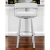 HomeRoots 26" White And Silver Faux Leather And Stainless Steel Low Back Counter Height Swivel Bar Chair - 2 of 4