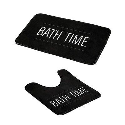 Evideco French Home Goods Non-Slip Microfiber Bathmat with 'Bath Time' Design