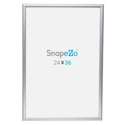 SnapeZo Aluminum Front Loading Snap Poster Frame w/ UV Protection and No Glass for Large Pictures, Gallery Photos, & Prints, 24 x 36 Inches, Silver