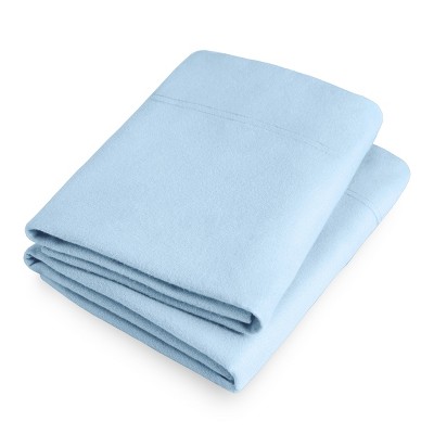 Light Blue Cotton Flannel Standard Pillowcase Set