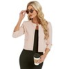 Coolmee Women's 3/4 Sleeve Cropped Coat Lightweight Notch Collar Blazer Jacket Business Casual - 3 of 4